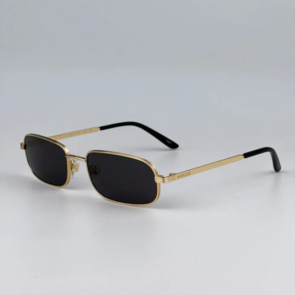 NEW Gucci GG1457S 001 Gold Grey Rectangle Metal Unisex Sunglasses GG 1457S - Picture 9 of 14
